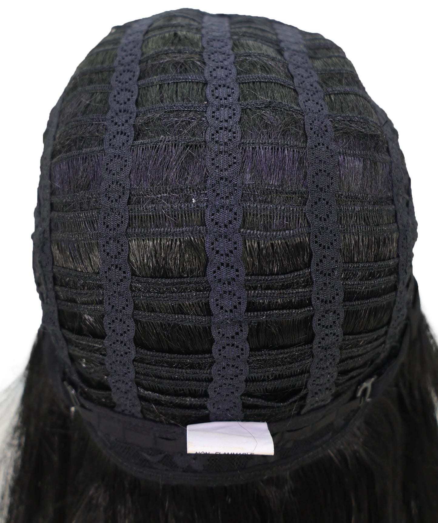 Wigs2you C-139 女性用23インチ ウォリアーバンウィッグ ブラック 難燃性合成毛 トップノット付き 調節可能なキャップレスフィット
