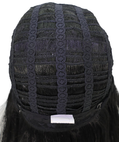 Wigs2you C-139 女性用23インチ ウォリアーバンウィッグ ブラック 難燃性合成毛 トップノット付き 調節可能なキャップレスフィット