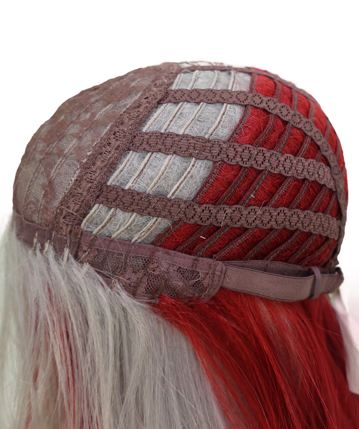 Wigs2you C-143 12インチ シルバーレッド ツートーンウィッグ - 耐熱性に優れた合成毛髪、スタイリッシュなツートーン効果