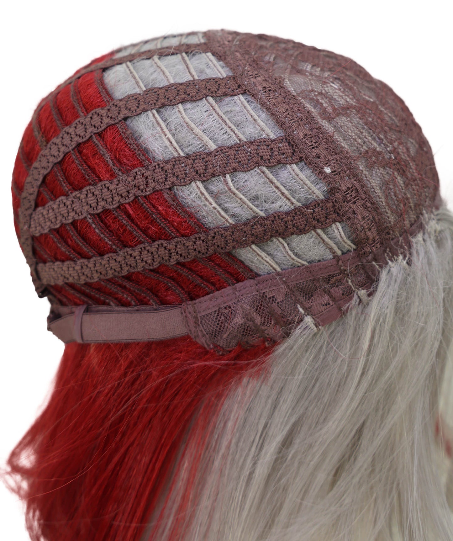 Wigs2you C-143 12インチ シルバーレッド ツートーンウィッグ - 耐熱性に優れた合成毛髪、スタイリッシュなツートーン効果