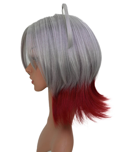 Wigs2you C-143 12インチ シルバーレッド ツートーンウィッグ - 耐熱性に優れた合成毛髪、スタイリッシュなツートーン効果
