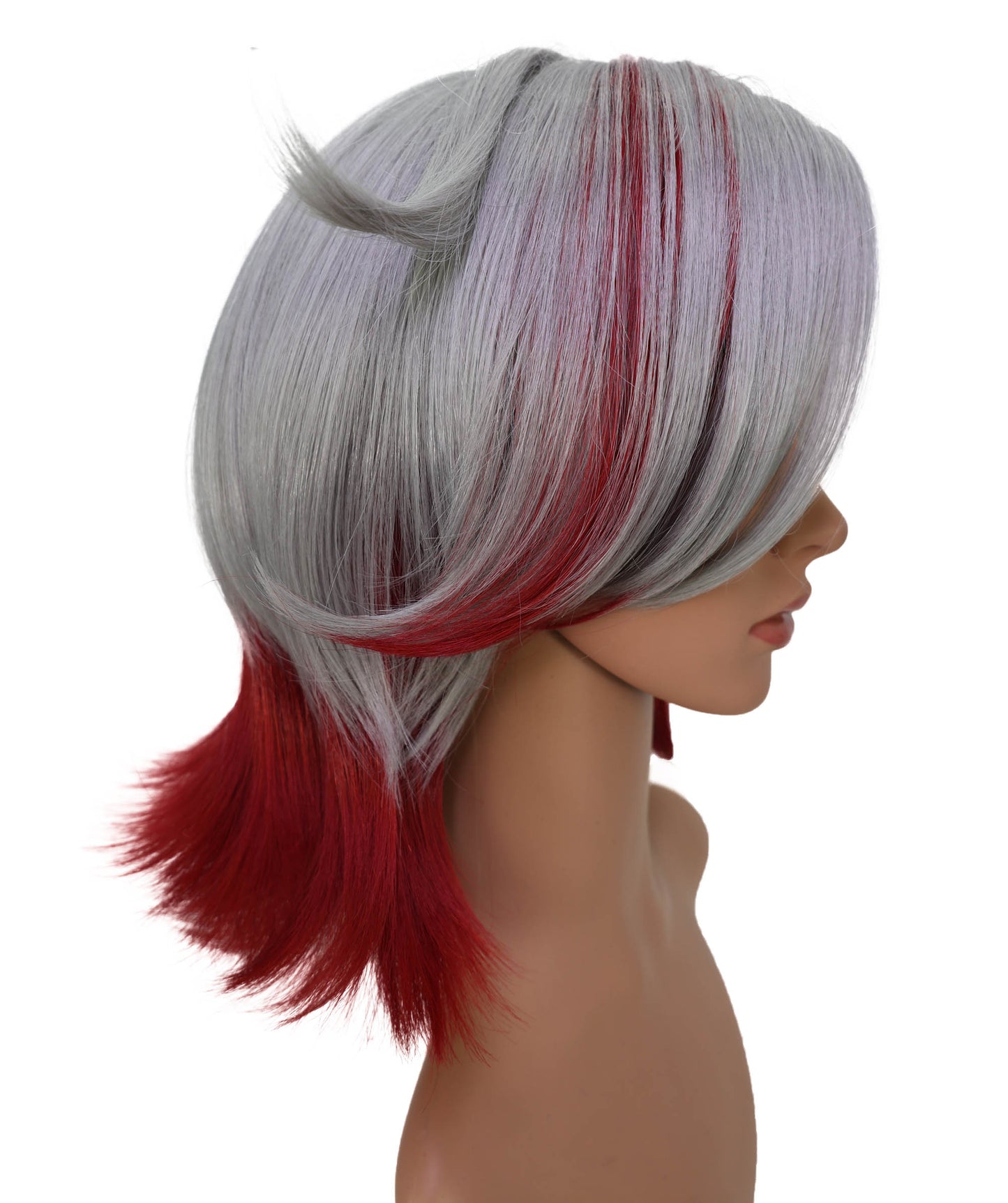 Wigs2you C-143 12インチ シルバーレッド ツートーンウィッグ - 耐熱性に優れた合成毛髪、スタイリッシュなツートーン効果