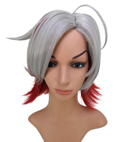 Wigs2you C-143 12インチ シルバーレッド ツートーンウィッグ - 耐熱性に優れた合成毛髪、スタイリッシュなツートーン効果