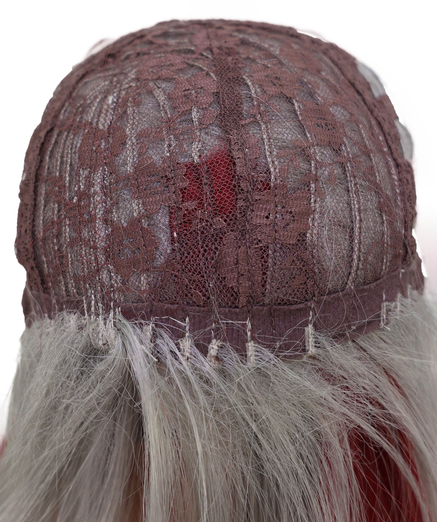 Wigs2you C-143 12インチ シルバーレッド ツートーンウィッグ - 耐熱性に優れた合成毛髪、スタイリッシュなツートーン効果
