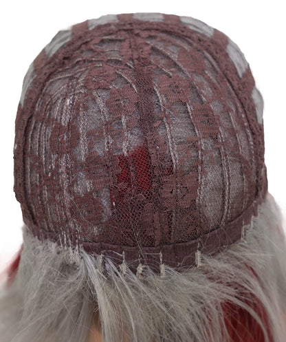 Wigs2you C-143 12インチ シルバーレッド ツートーンウィッグ - 耐熱性に優れた合成毛髪、スタイリッシュなツートーン効果
