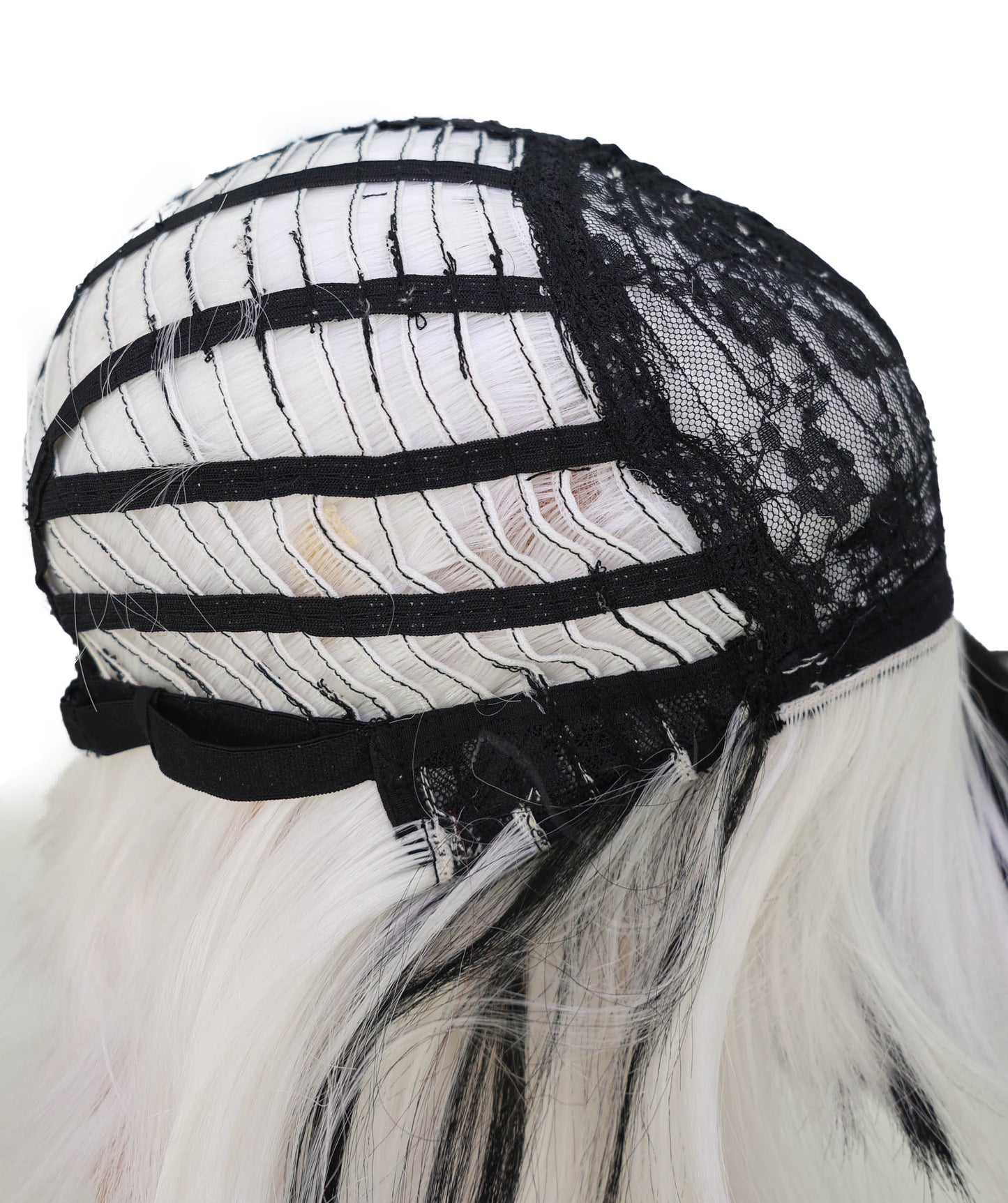 Wigs2you C-144 ロング丈の黒と白の編み込みウィッグ – 42インチ（約107cm）耐熱性合成毛（女性用）
