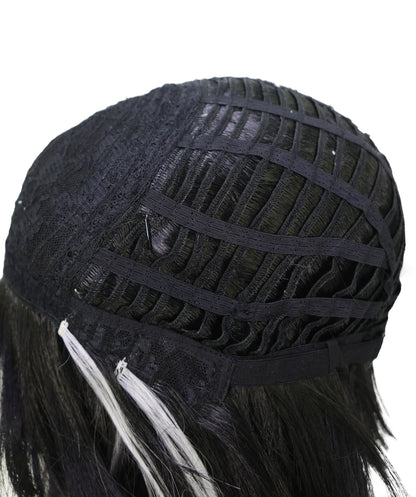 Wigs2you C-144 ロング丈の黒と白の編み込みウィッグ – 42インチ（約107cm）耐熱性合成毛（女性用）