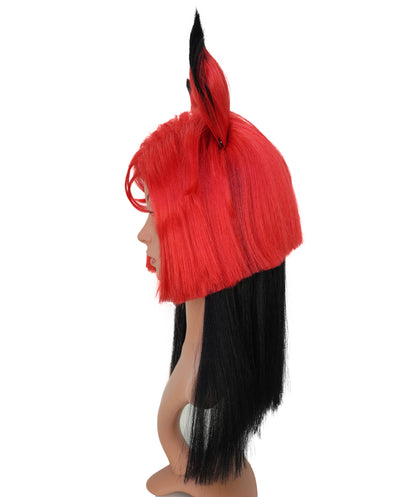 Wigs2you C-145 赤と黒のキツネ耳コスプレウィッグ – 21インチ、耐熱性合成毛、キャップレスデザイン、女性用