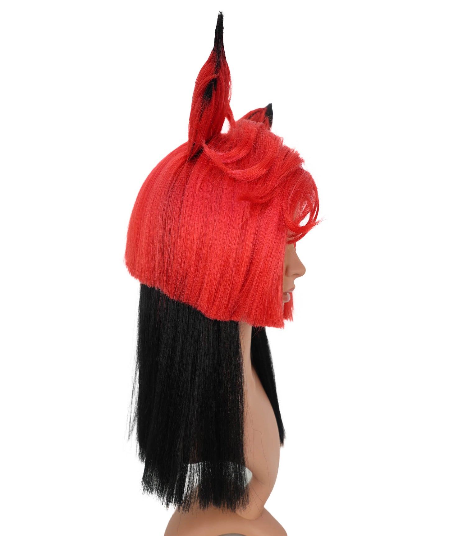 Wigs2you C-145 赤と黒のキツネ耳コスプレウィッグ – 21インチ、耐熱性合成毛、キャップレスデザイン、女性用