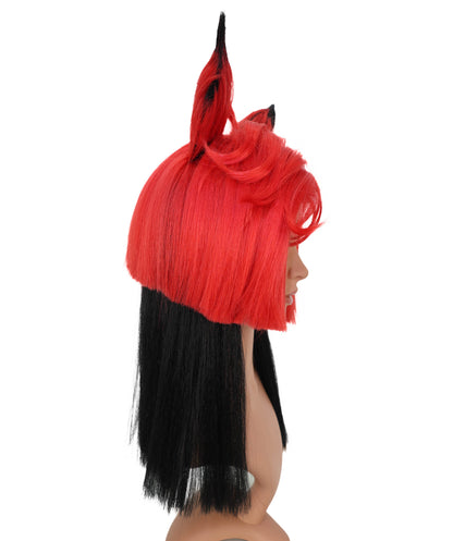 Wigs2you C-145 赤と黒のキツネ耳コスプレウィッグ – 21インチ、耐熱性合成毛、キャップレスデザイン、女性用