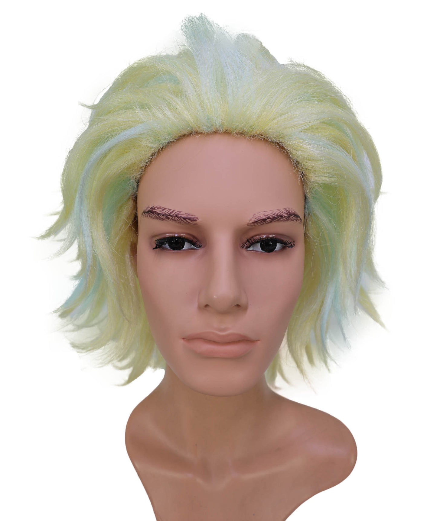 Wigs2you C-146 男性用14インチコスプレウィッグ（パステルハイライト入り） – ハイタニ・リンドウやアニメキャラクター向けのショート合成毛