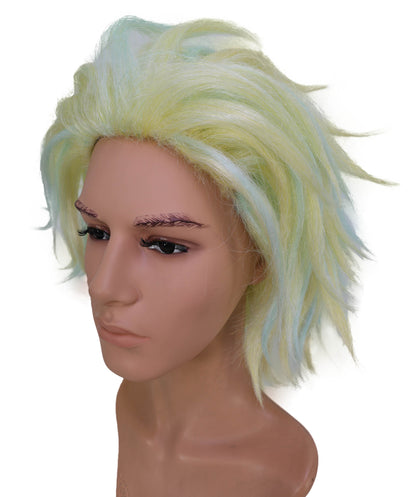 Wigs2you C-146 男性用14インチコスプレウィッグ（パステルハイライト入り） – ハイタニ・リンドウやアニメキャラクター向けのショート合成毛