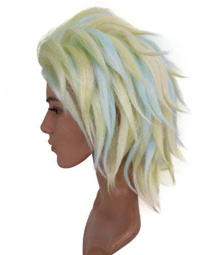 Wigs2you C-146 男性用14インチコスプレウィッグ（パステルハイライト入り） – ハイタニ・リンドウやアニメキャラクター向けのショート合成毛