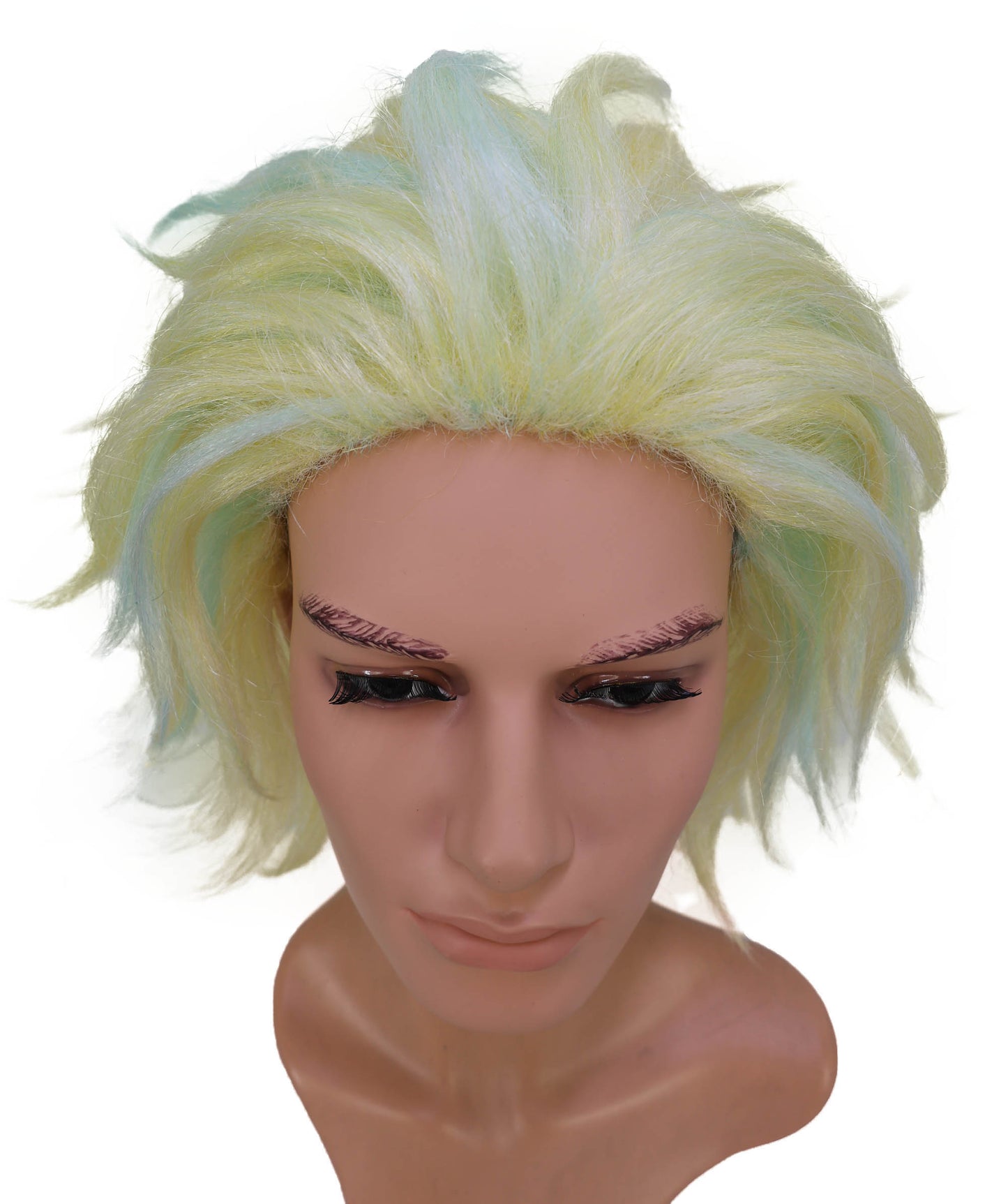 Wigs2you C-146 男性用14インチコスプレウィッグ（パステルハイライト入り） – ハイタニ・リンドウやアニメキャラクター向けのショート合成毛