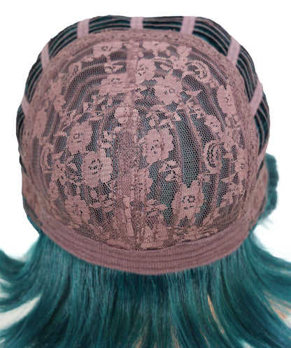 Wigs2you C-150 ダークグリーンの25インチロングウィッグ – 耐熱性に優れた合成毛、キャップレスデザインでコスプレやファッションに最適