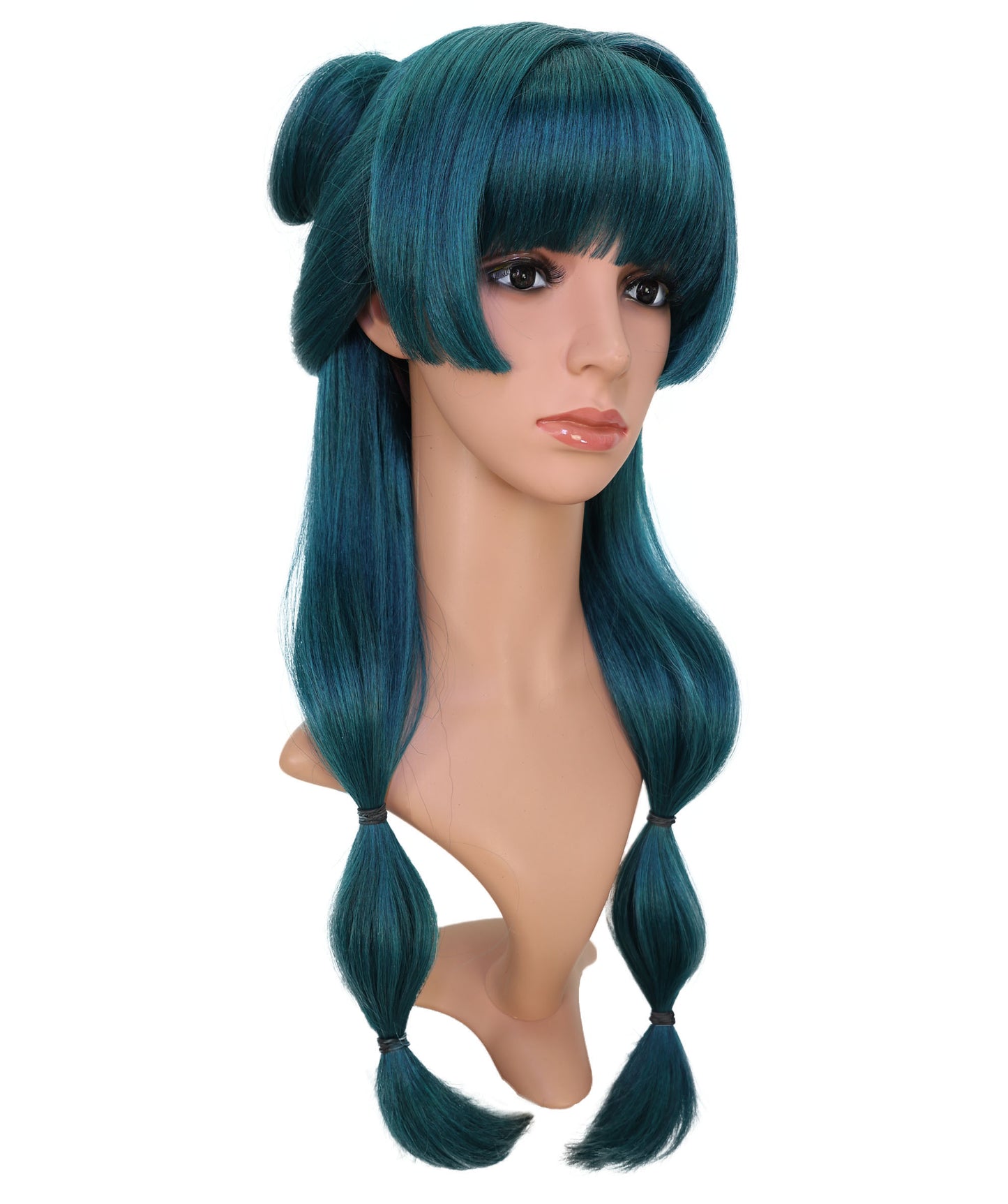 Wigs2you C-150 ダークグリーンの25インチロングウィッグ – 耐熱性に優れた合成毛、キャップレスデザインでコスプレやファッションに最適