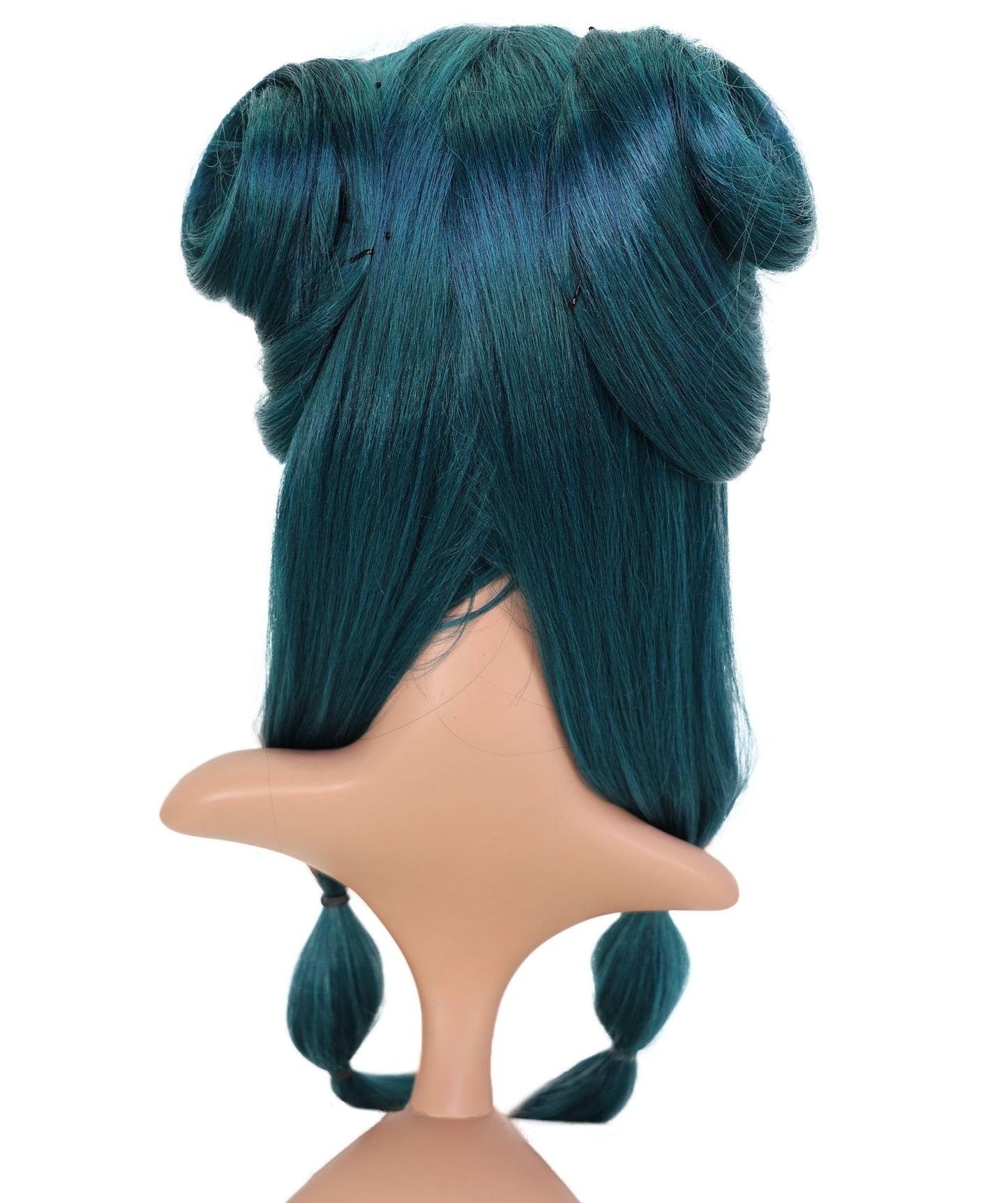 Wigs2you C-150 ダークグリーンの25インチロングウィッグ – 耐熱性に優れた合成毛、キャップレスデザインでコスプレやファッションに最適