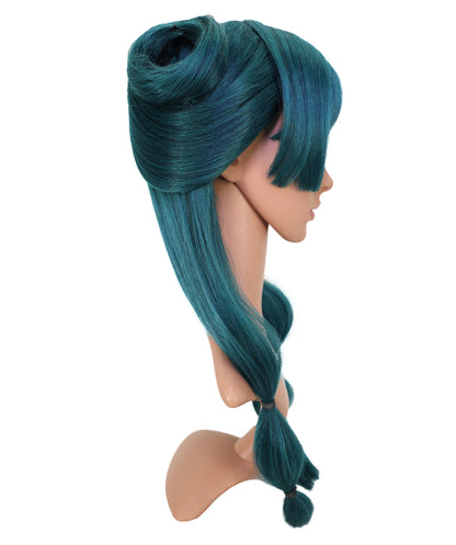 Wigs2you C-150 ダークグリーンの25インチロングウィッグ – 耐熱性に優れた合成毛、キャップレスデザインでコスプレやファッションに最適
