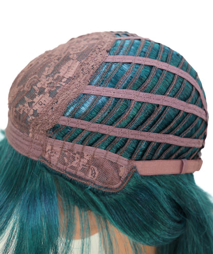 Wigs2you C-150 ダークグリーンの25インチロングウィッグ – 耐熱性に優れた合成毛、キャップレスデザインでコスプレやファッションに最適