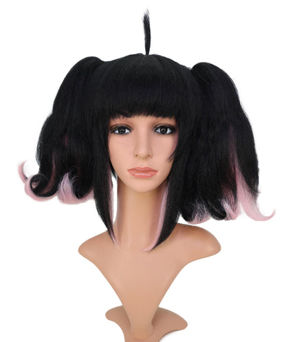 Wigs2you 13インチ ブラック＆ライトピンク コスプレウィッグ - アニメ、コスプレ、ファッションに最適な耐熱合成毛 C-154