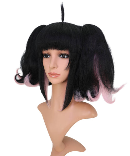 Wigs2you 13インチ ブラック＆ライトピンク コスプレウィッグ - アニメ、コスプレ、ファッションに最適な耐熱合成毛 C-154