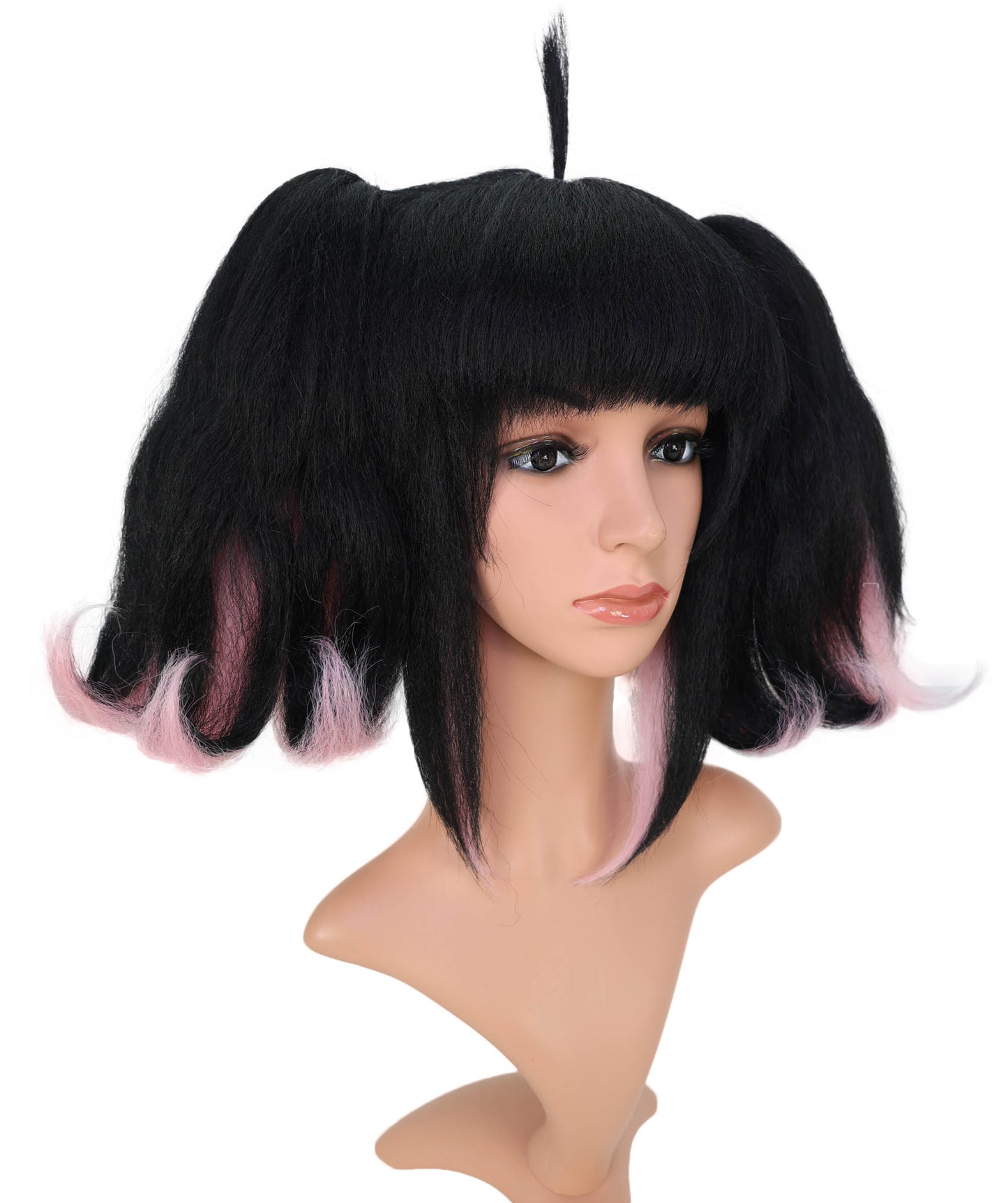 Wigs2you 13インチ ブラック＆ライトピンク コスプレウィッグ - アニメ、コスプレ、ファッションに最適な耐熱合成毛 C-154
