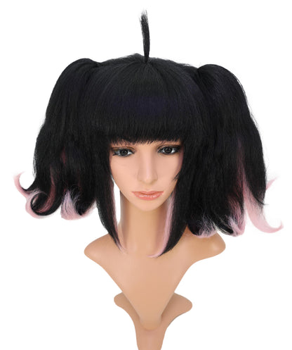 Wigs2you 13インチ ブラック＆ライトピンク コスプレウィッグ - アニメ、コスプレ、ファッションに最適な耐熱合成毛 C-154