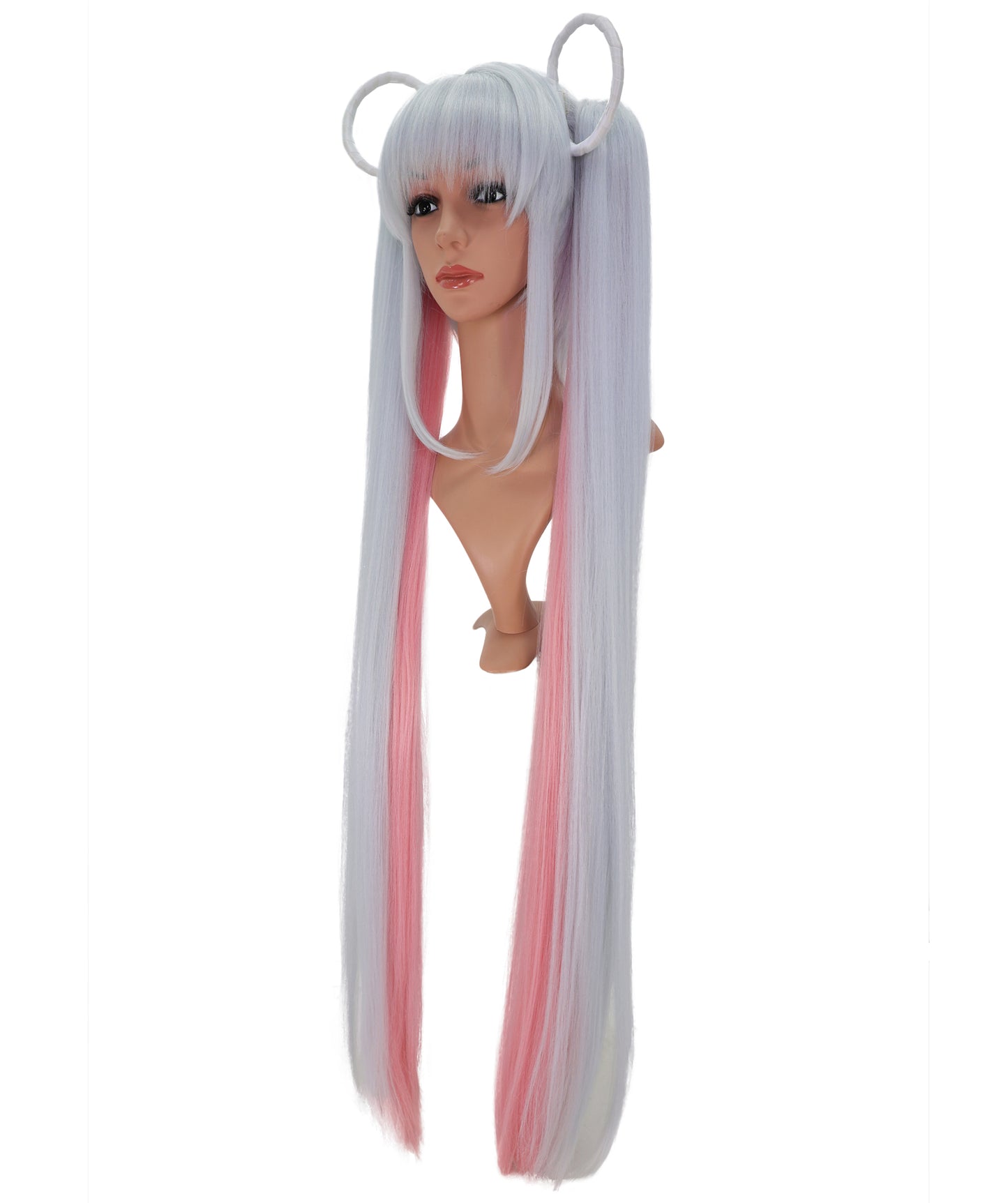 Wigs2you C-156 グレーとピンクの45.5インチストレートウィッグ – 耐熱性合成毛、アニメ、コスプレ、テーマ衣装に最適