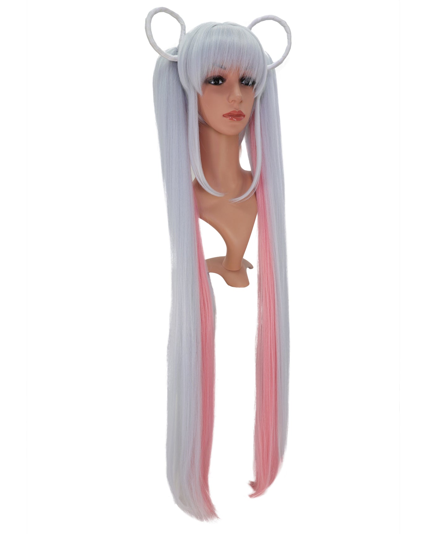 Wigs2you C-156 グレーとピンクの45.5インチストレートウィッグ – 耐熱性合成毛、アニメ、コスプレ、テーマ衣装に最適