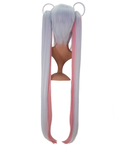 Wigs2you C-156 グレーとピンクの45.5インチストレートウィッグ – 耐熱性合成毛、アニメ、コスプレ、テーマ衣装に最適