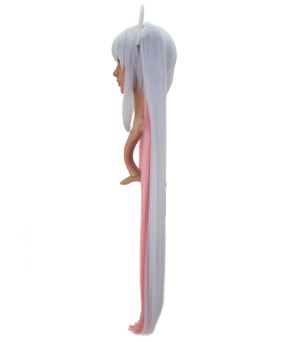 Wigs2you C-156 グレーとピンクの45.5インチストレートウィッグ – 耐熱性合成毛、アニメ、コスプレ、テーマ衣装に最適