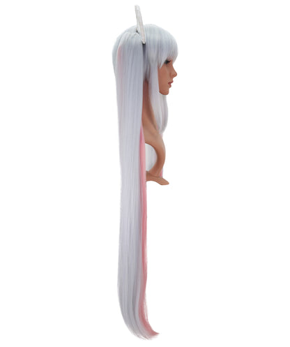 Wigs2you C-156 グレーとピンクの45.5インチストレートウィッグ – 耐熱性合成毛、アニメ、コスプレ、テーマ衣装に最適