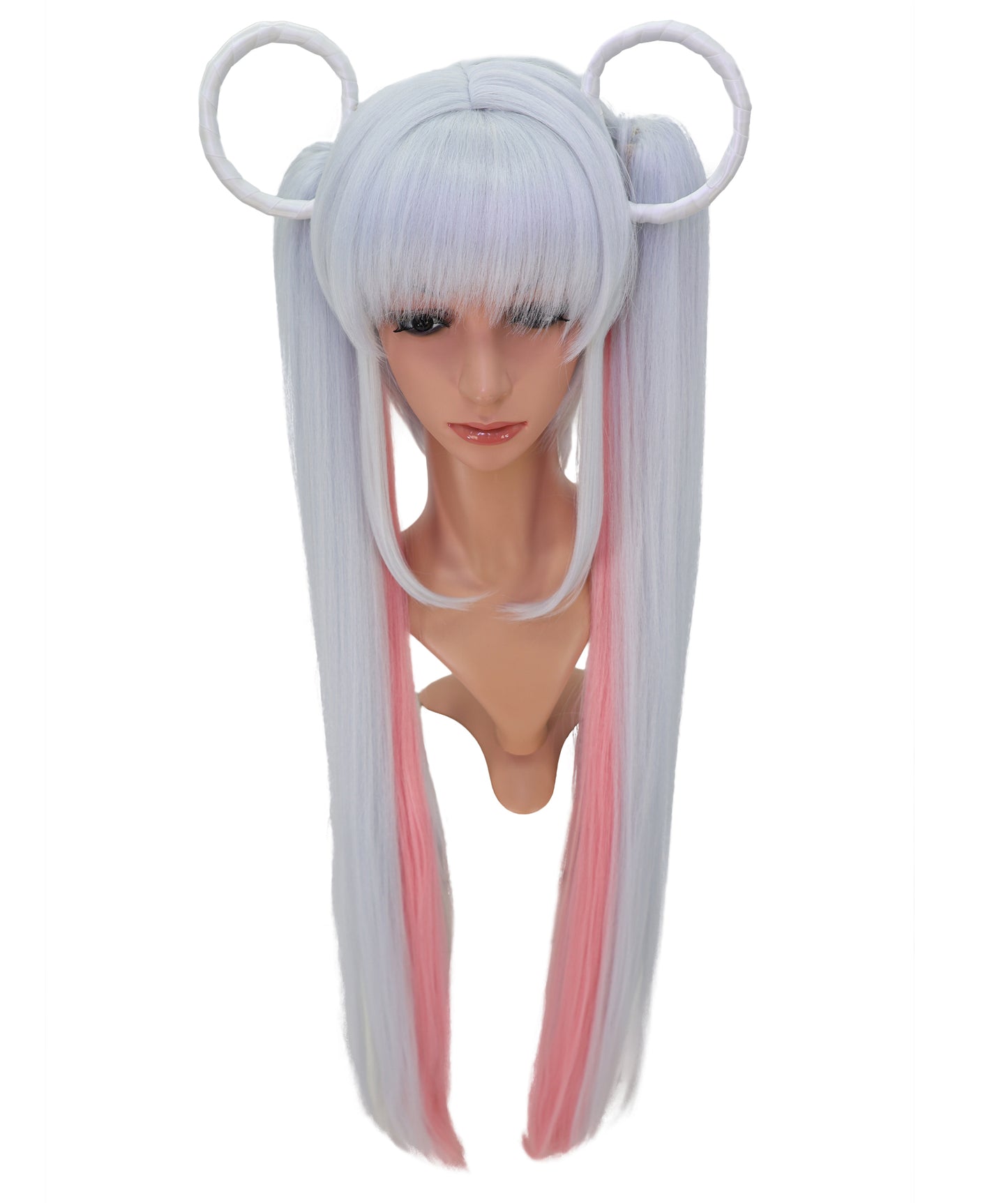 Wigs2you C-156 グレーとピンクの45.5インチストレートウィッグ – 耐熱性合成毛、アニメ、コスプレ、テーマ衣装に最適