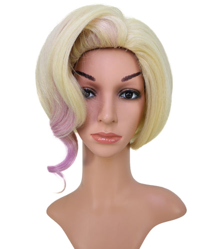Wigs2you ブロンドにピンクのハイライトが入った11インチのコスプレウィッグ – コスプレやファッションに最適な合成毛 C-158