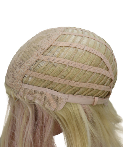 Wigs2you ブロンドにピンクのハイライトが入った11インチのコスプレウィッグ – コスプレやファッションに最適な合成毛 C-158