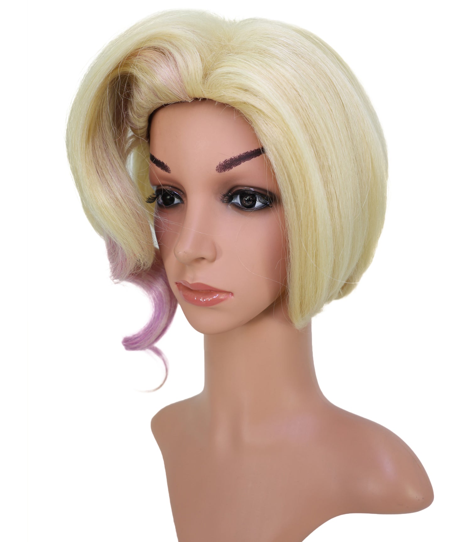 Wigs2you ブロンドにピンクのハイライトが入った11インチのコスプレウィッグ – コスプレやファッションに最適な合成毛 C-158