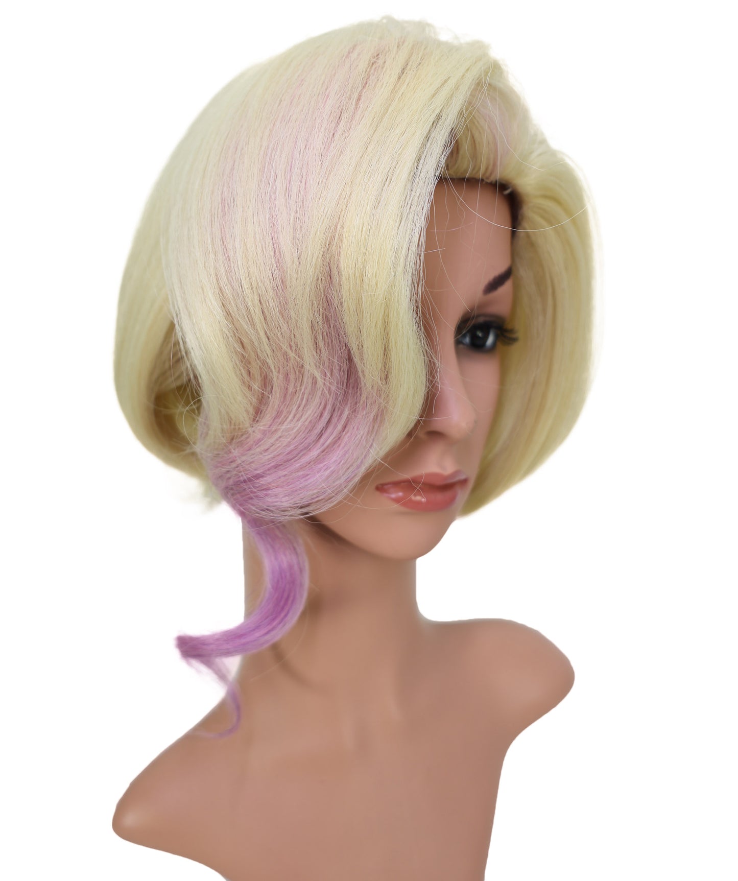 Wigs2you ブロンドにピンクのハイライトが入った11インチのコスプレウィッグ – コスプレやファッションに最適な合成毛 C-158