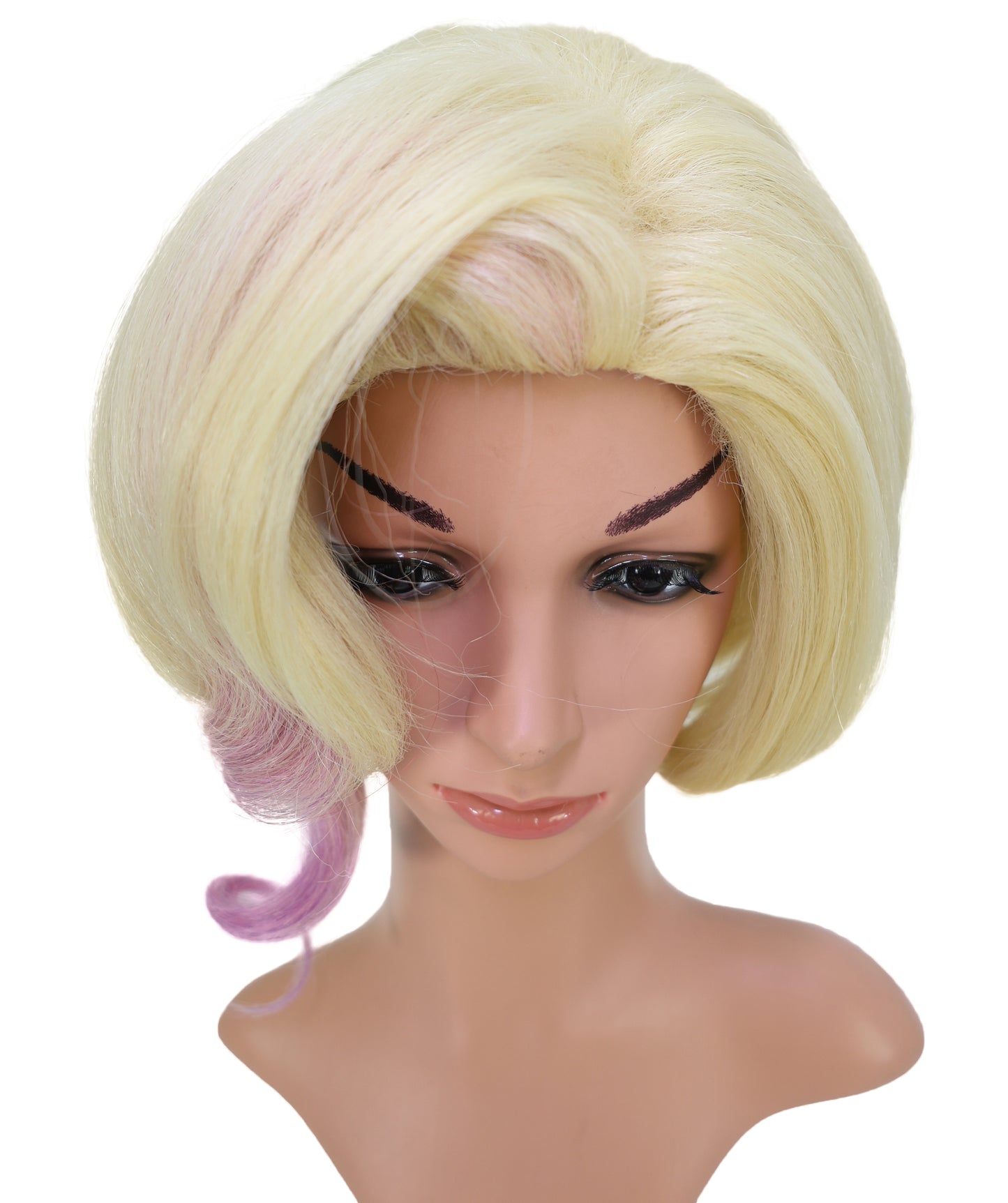 Wigs2you ブロンドにピンクのハイライトが入った11インチのコスプレウィッグ – コスプレやファッションに最適な合成毛 C-158