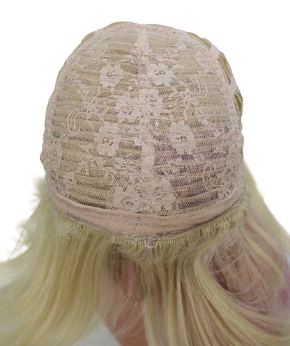Wigs2you ブロンドにピンクのハイライトが入った11インチのコスプレウィッグ – コスプレやファッションに最適な合成毛 C-158