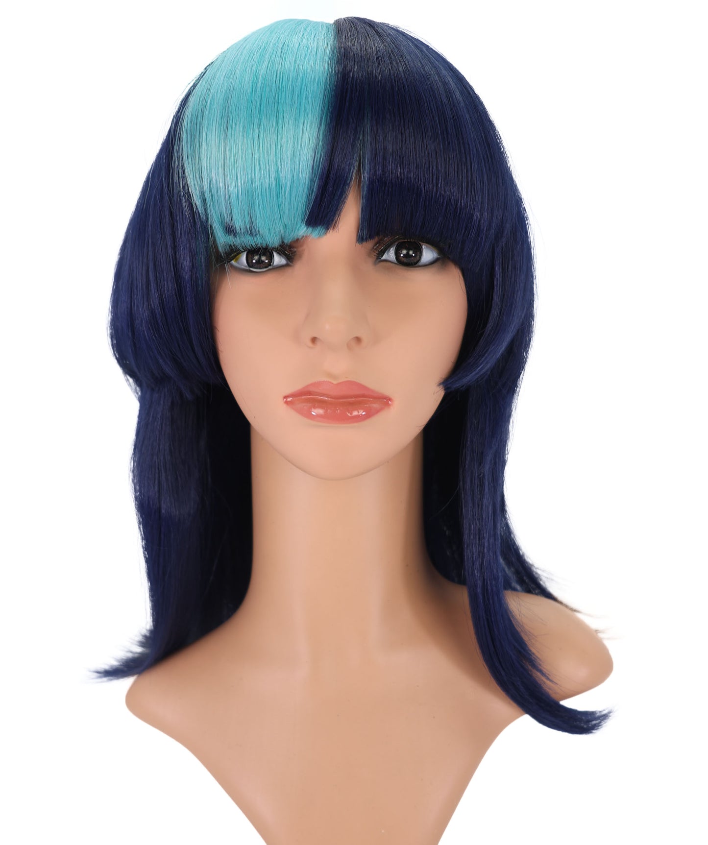 Wigs2you C-166 ネイビーブルー＆シアンの女性用コスプレウィッグ – 耐熱合成繊維