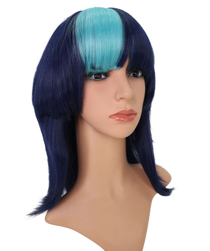 Wigs2you C-166 ネイビーブルー＆シアンの女性用コスプレウィッグ – 耐熱合成繊維