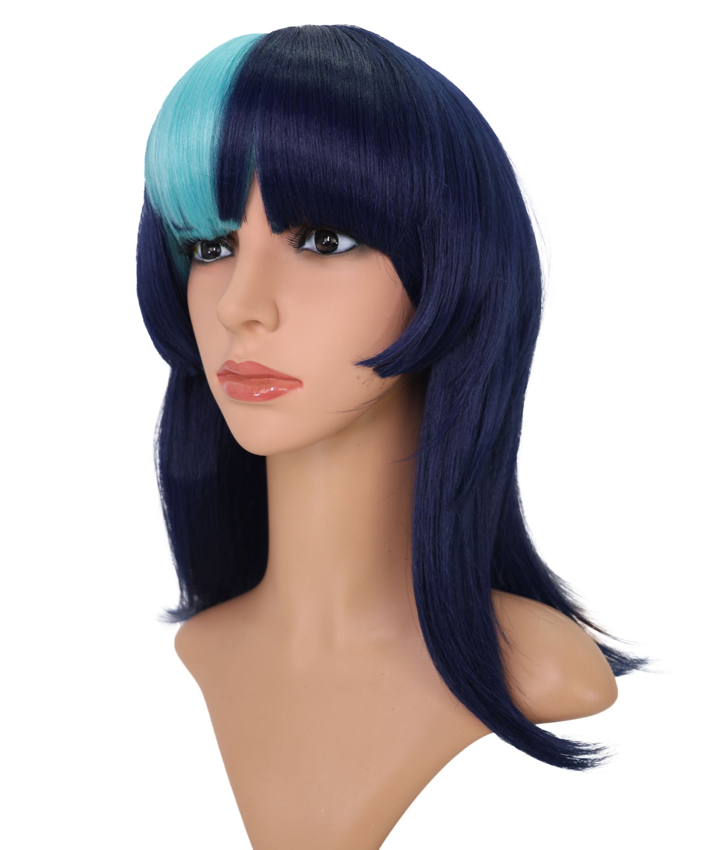 Wigs2you C-166 ネイビーブルー＆シアンの女性用コスプレウィッグ – 耐熱合成繊維