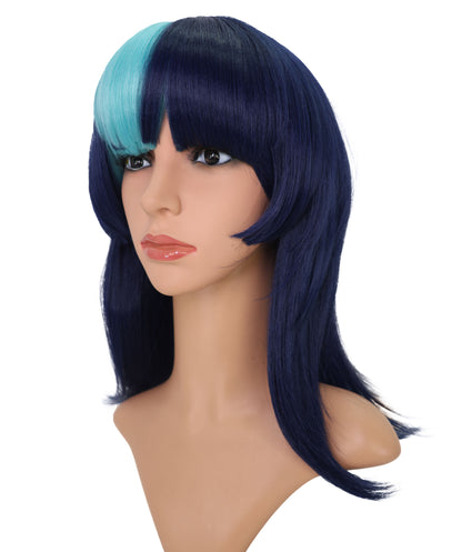 Wigs2you C-166 ネイビーブルー＆シアンの女性用コスプレウィッグ – 耐熱合成繊維
