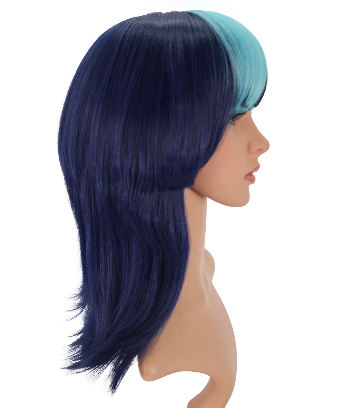 Wigs2you C-166 ネイビーブルー＆シアンの女性用コスプレウィッグ – 耐熱合成繊維