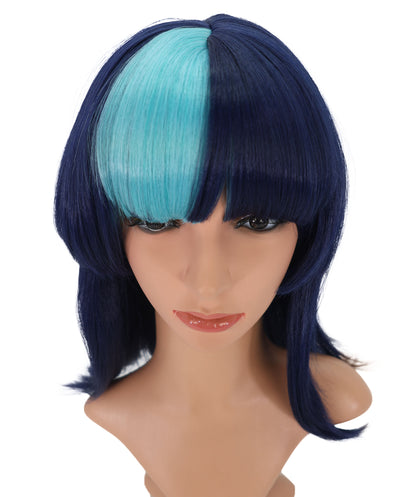 Wigs2you C-166 ネイビーブルー＆シアンの女性用コスプレウィッグ – 耐熱合成繊維