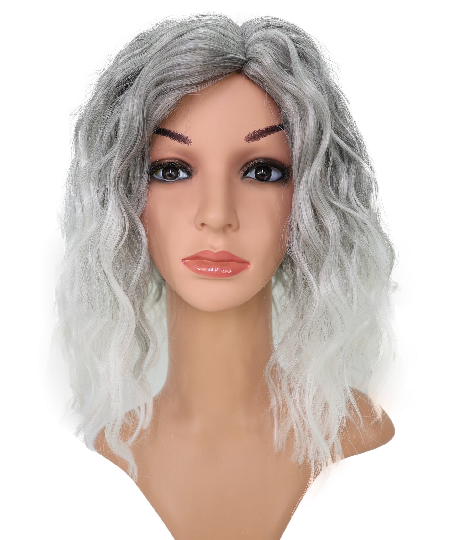 Wigs2you C-170 コスプレウィッグ レディース ホワイトグレー ショート 13インチ フルウィッグ 耐熱ファイバー アニメ風 前髪付き スタンダードキャップ ハロウィン 仮装 イベント パーティー