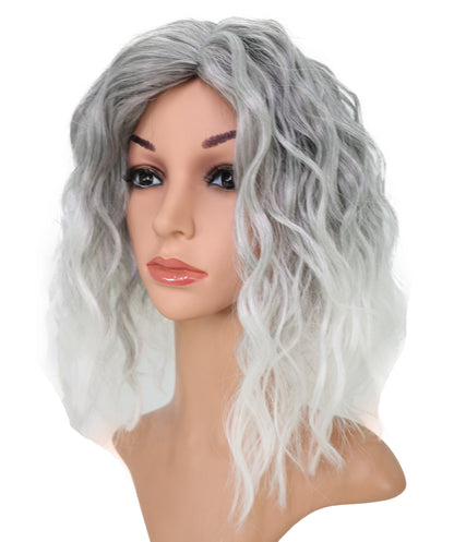 Wigs2you C-170 コスプレウィッグ レディース ホワイトグレー ショート 13インチ フルウィッグ 耐熱ファイバー アニメ風 前髪付き スタンダードキャップ ハロウィン 仮装 イベント パーティー