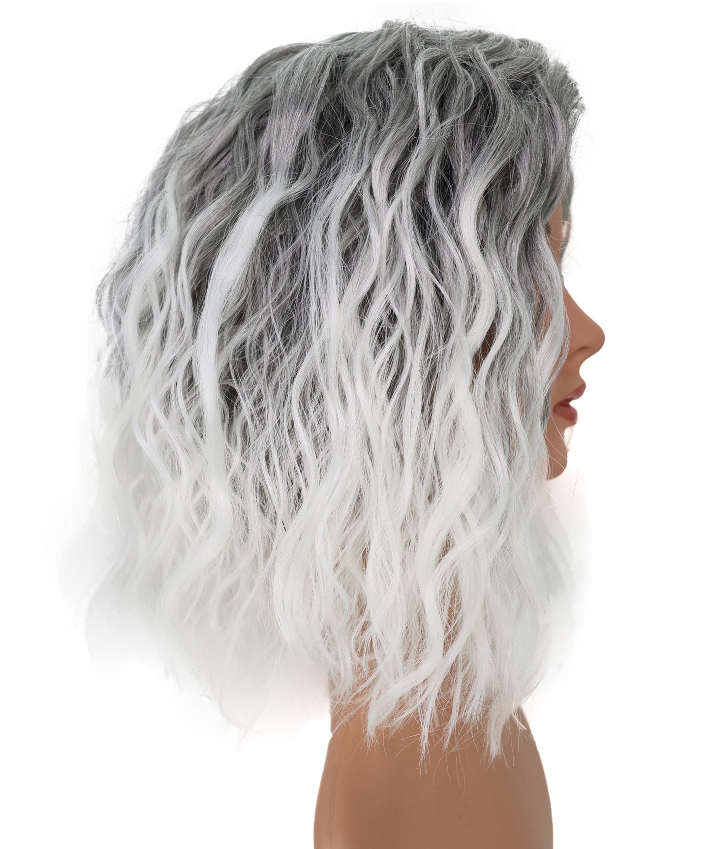 Wigs2you C-170 コスプレウィッグ レディース ホワイトグレー ショート 13インチ フルウィッグ 耐熱ファイバー アニメ風 前髪付き スタンダードキャップ ハロウィン 仮装 イベント パーティー
