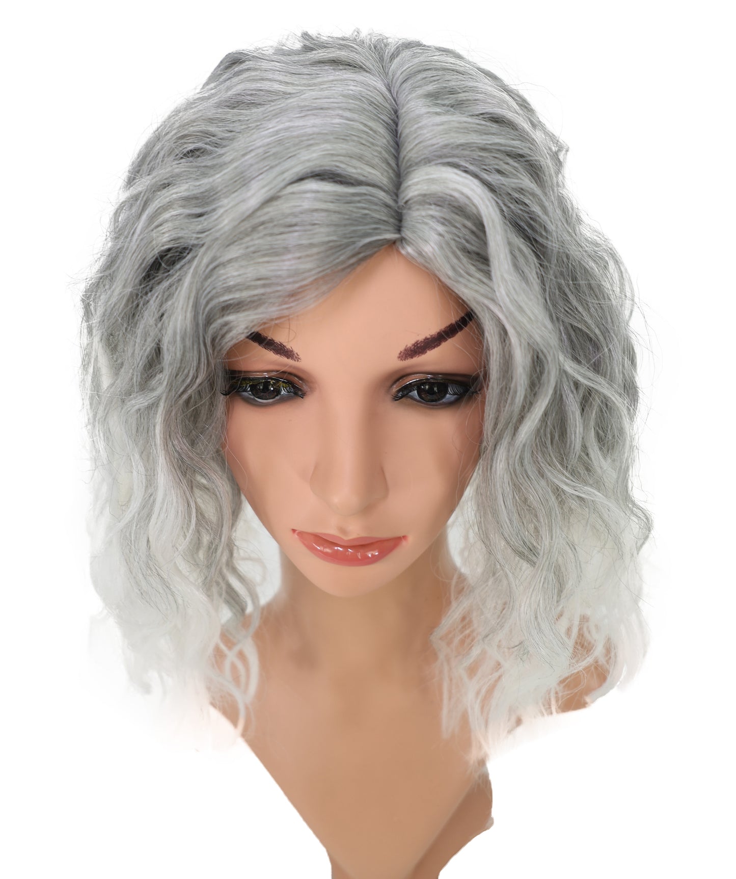 Wigs2you C-170 コスプレウィッグ レディース ホワイトグレー ショート 13インチ フルウィッグ 耐熱ファイバー アニメ風 前髪付き スタンダードキャップ ハロウィン 仮装 イベント パーティー