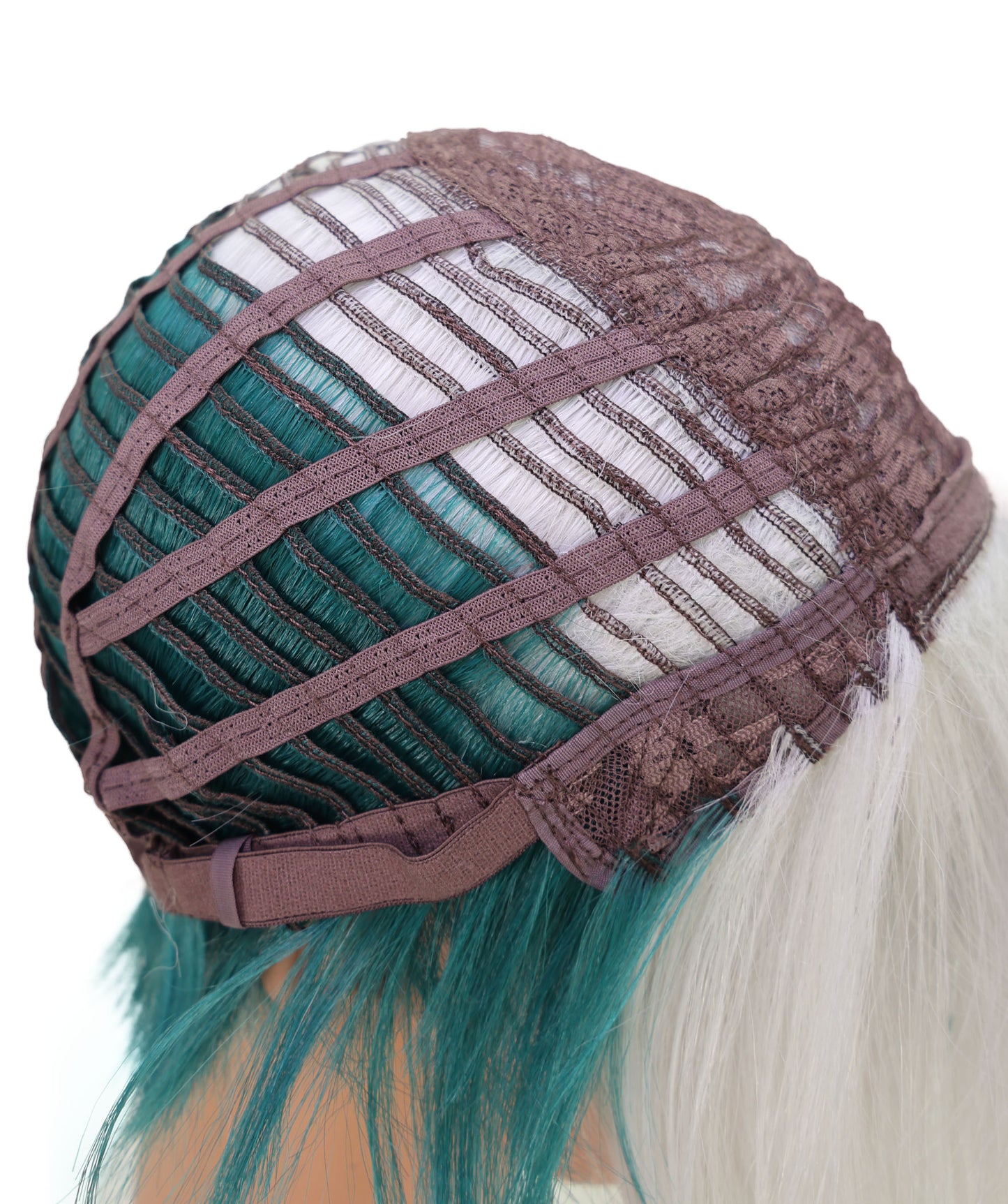 Wigs2you C-171 コスプレウィッグ レディース ホワイト＆グリーン ショート ストレート 9インチ フルウィッグ 耐熱ファイバー キャップレス アニメ風 ハロウィン 仮装 イベント パーティー